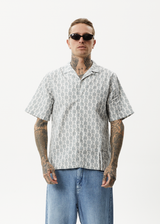 Afends Mens Worldstar - Organic Cuban Short Sleeve Shirt - White - Afends mens worldstar   organic cuban short sleeve shirt   white 