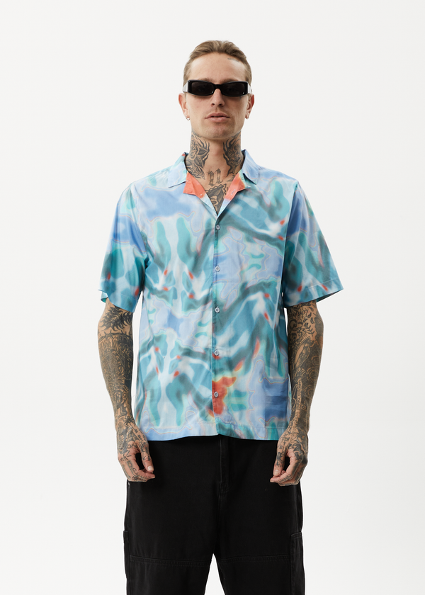 Afends Mens Thermal - Recycled Cuban Short Sleeve Shirt - Multi