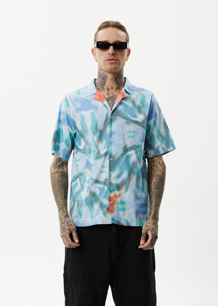 Afends Mens Thermal Recycled Cuban Short Sleeve Shirt Multi