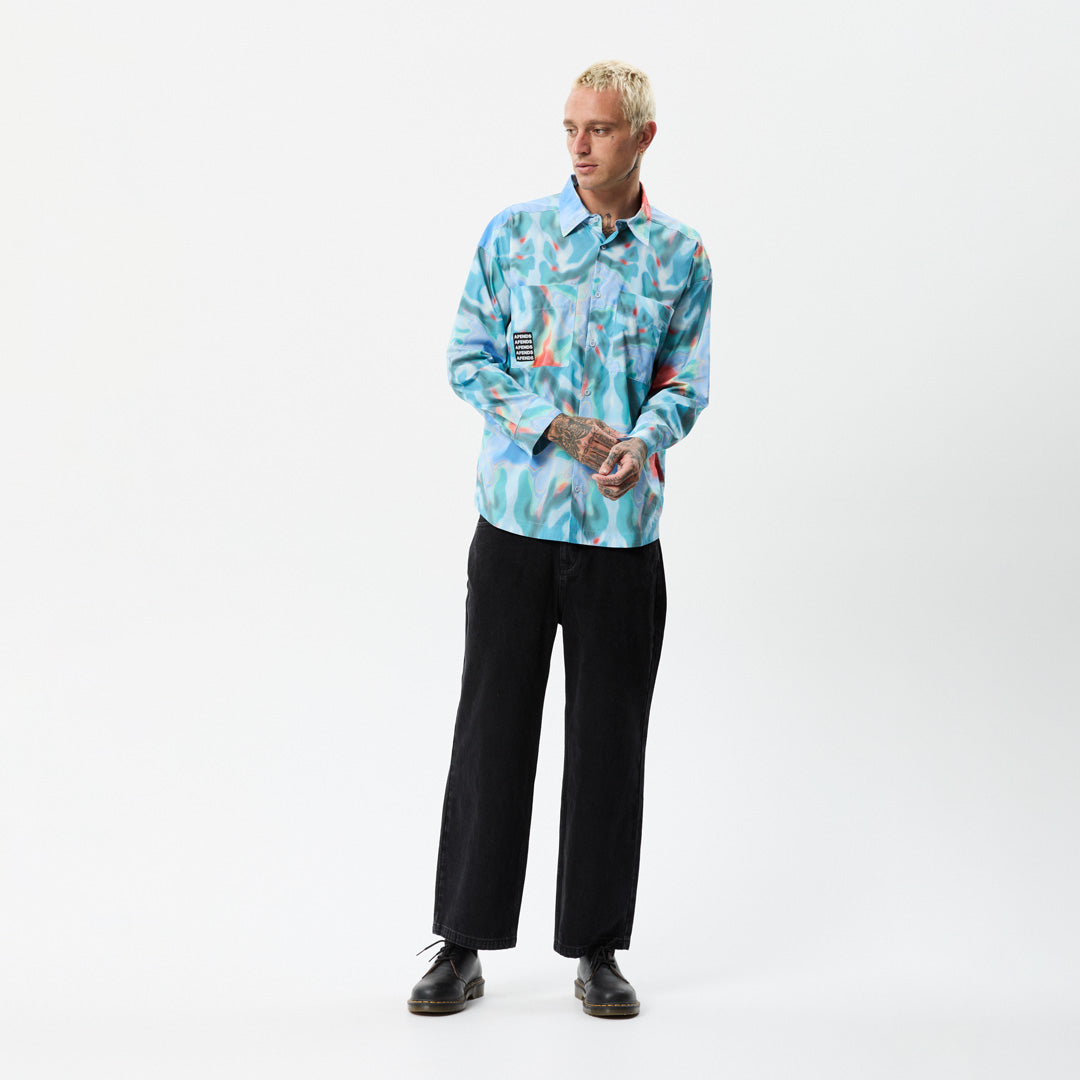 AFENDS Mens Thermal - Oversized Long Sleeve Shirt - Multi M225250-MUT-S