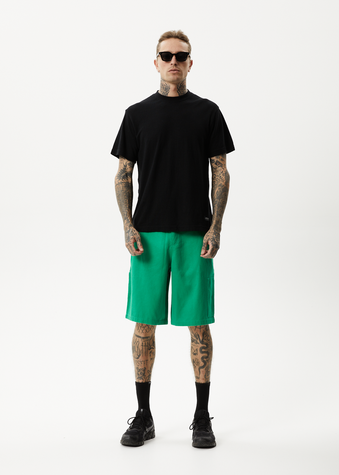 AFENDS Mens Sleepy Hollow - Twill Carpenter Shorts - Forest 