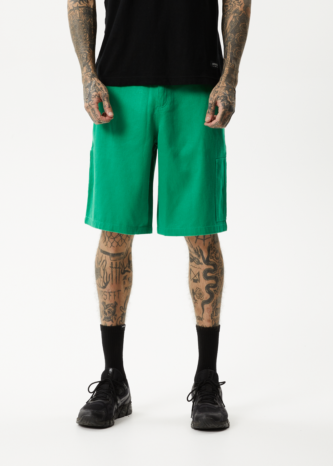 AFENDS Mens Sleepy Hollow - Twill Carpenter Shorts - Forest 