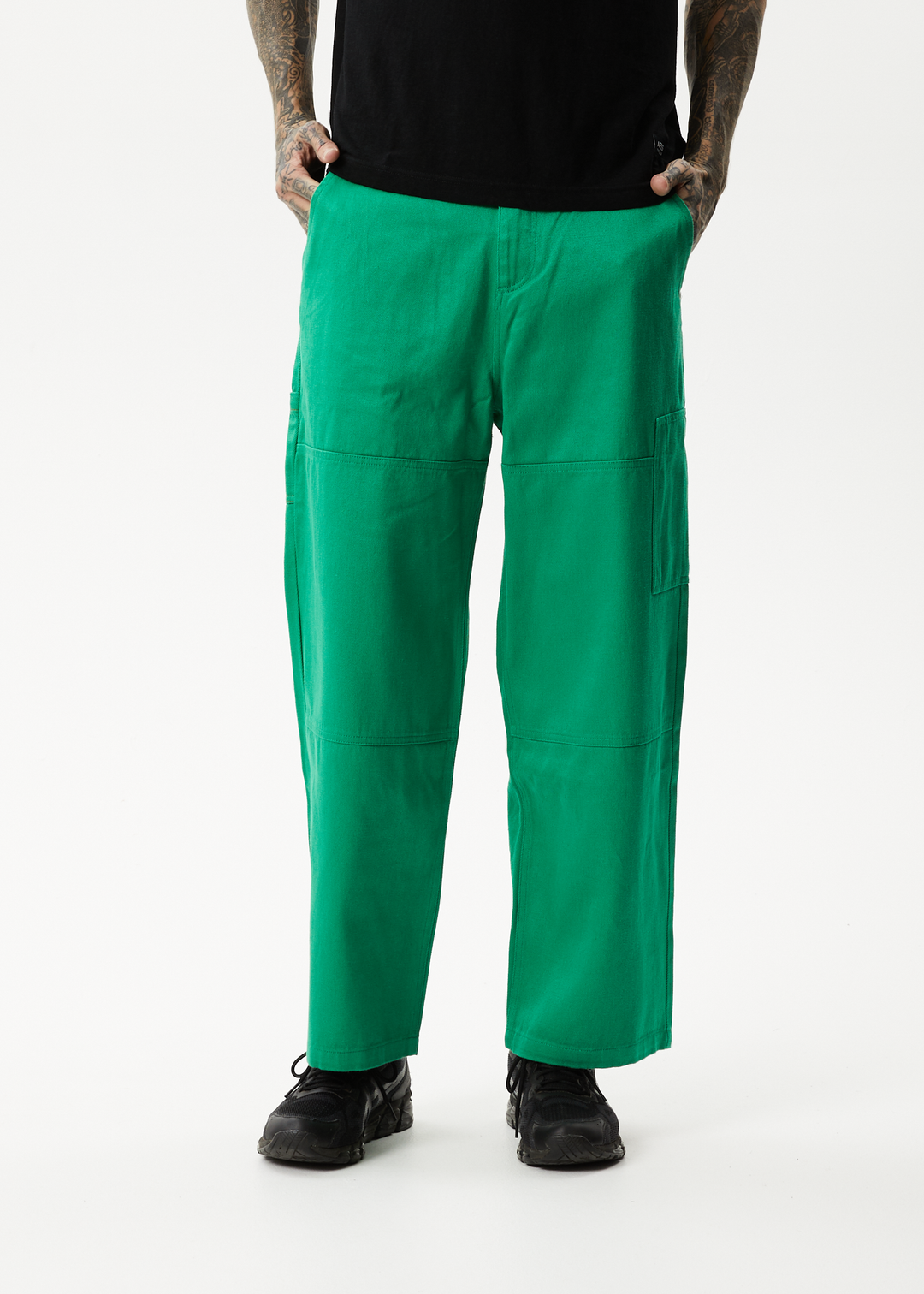 AFENDS Mens Sleepy Hollow Richmond - Twill Baggy Carpenter Pants - Forest 