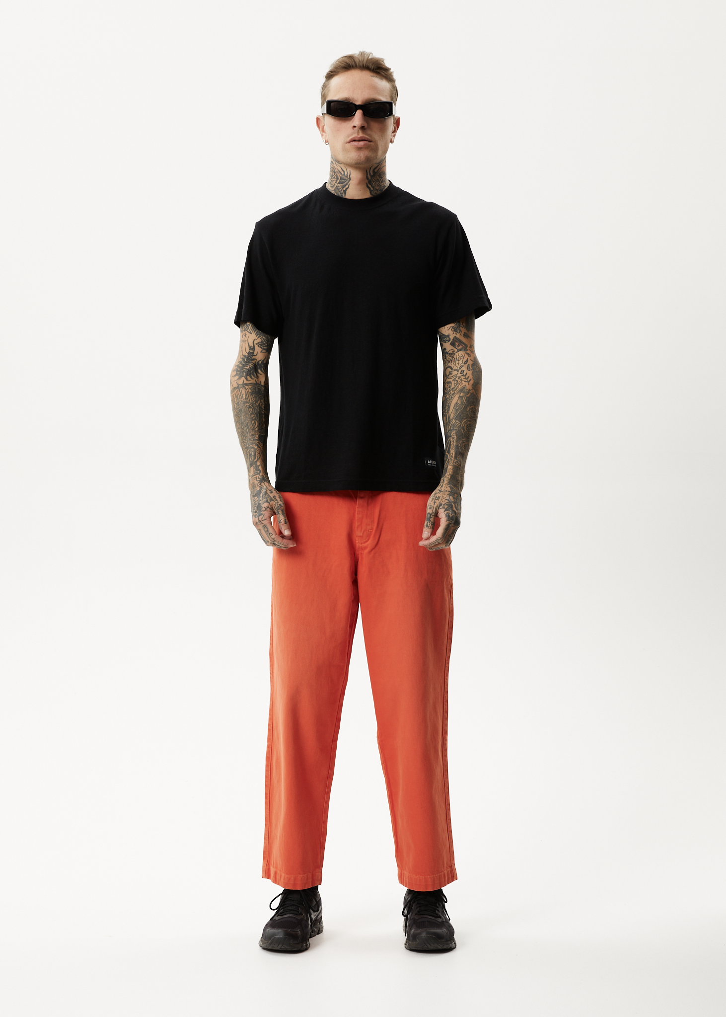 AFENDS Mens Louie Denim Wide Leg Jean Faded Orange