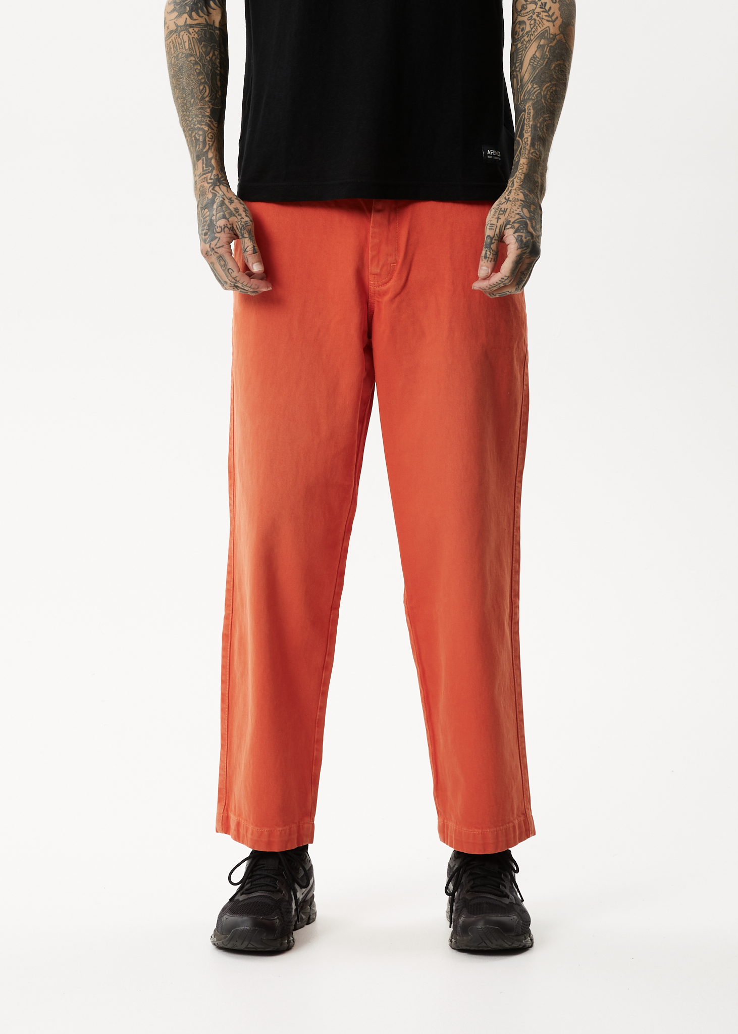 AFENDS Mens Louie - Denim Wide Leg Jean - Faded Orange