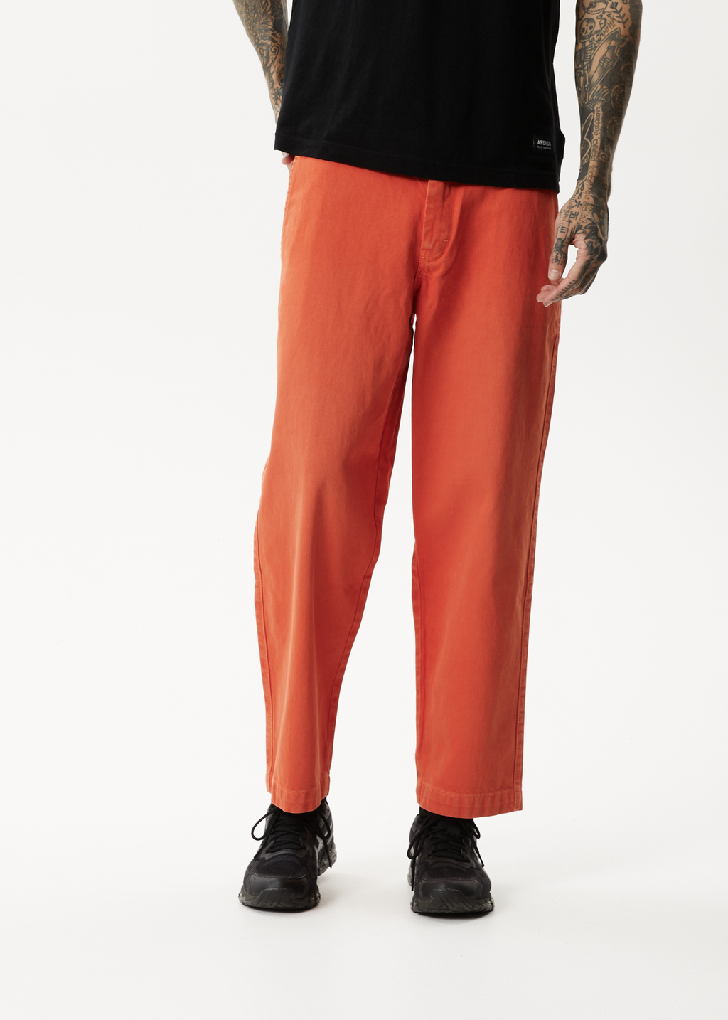 AFENDS Mens Louie - Denim Wide Leg Jean - Faded Orange