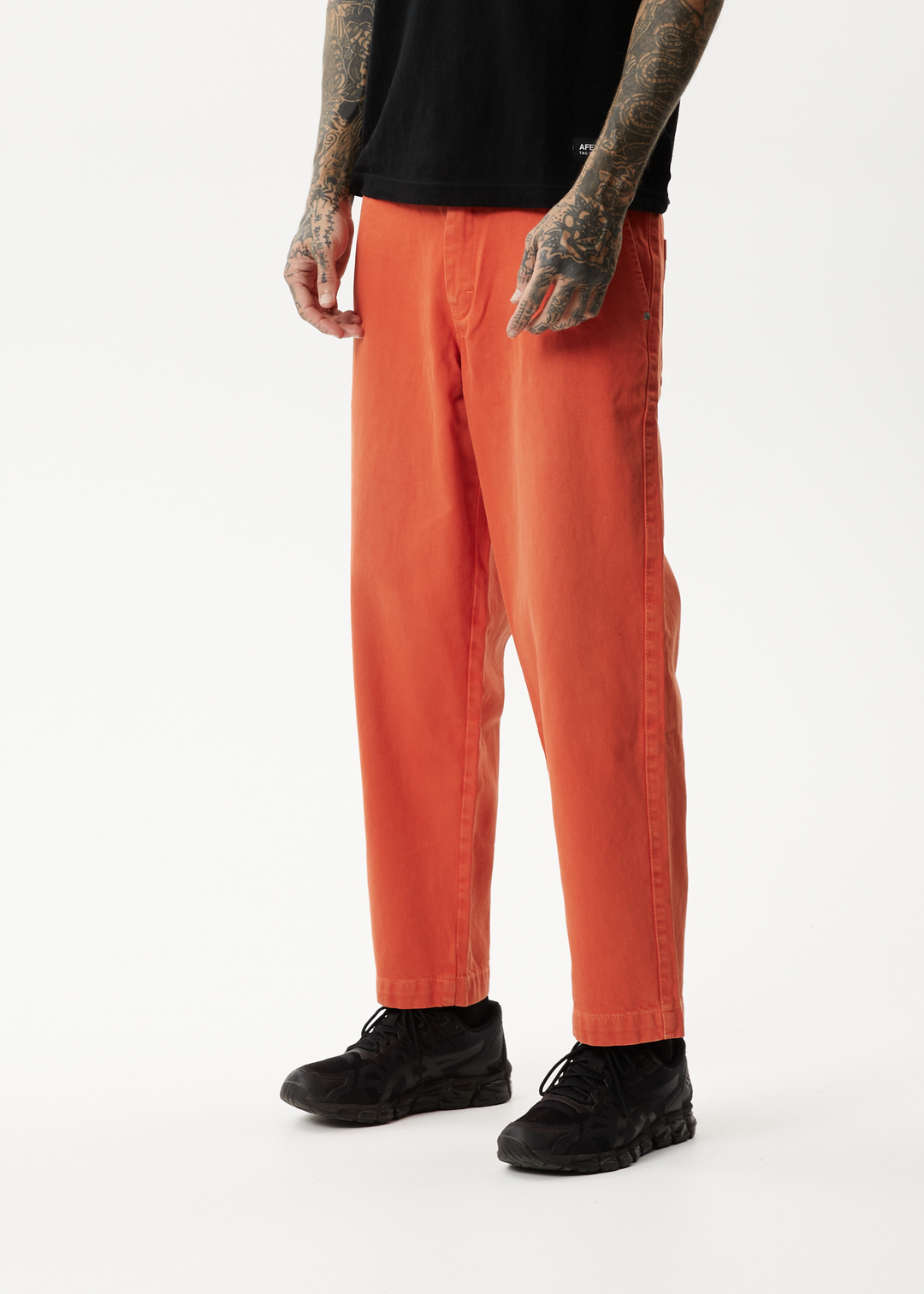 AFENDS Mens Louie - Denim Wide Leg Jeans - Faded Orange 