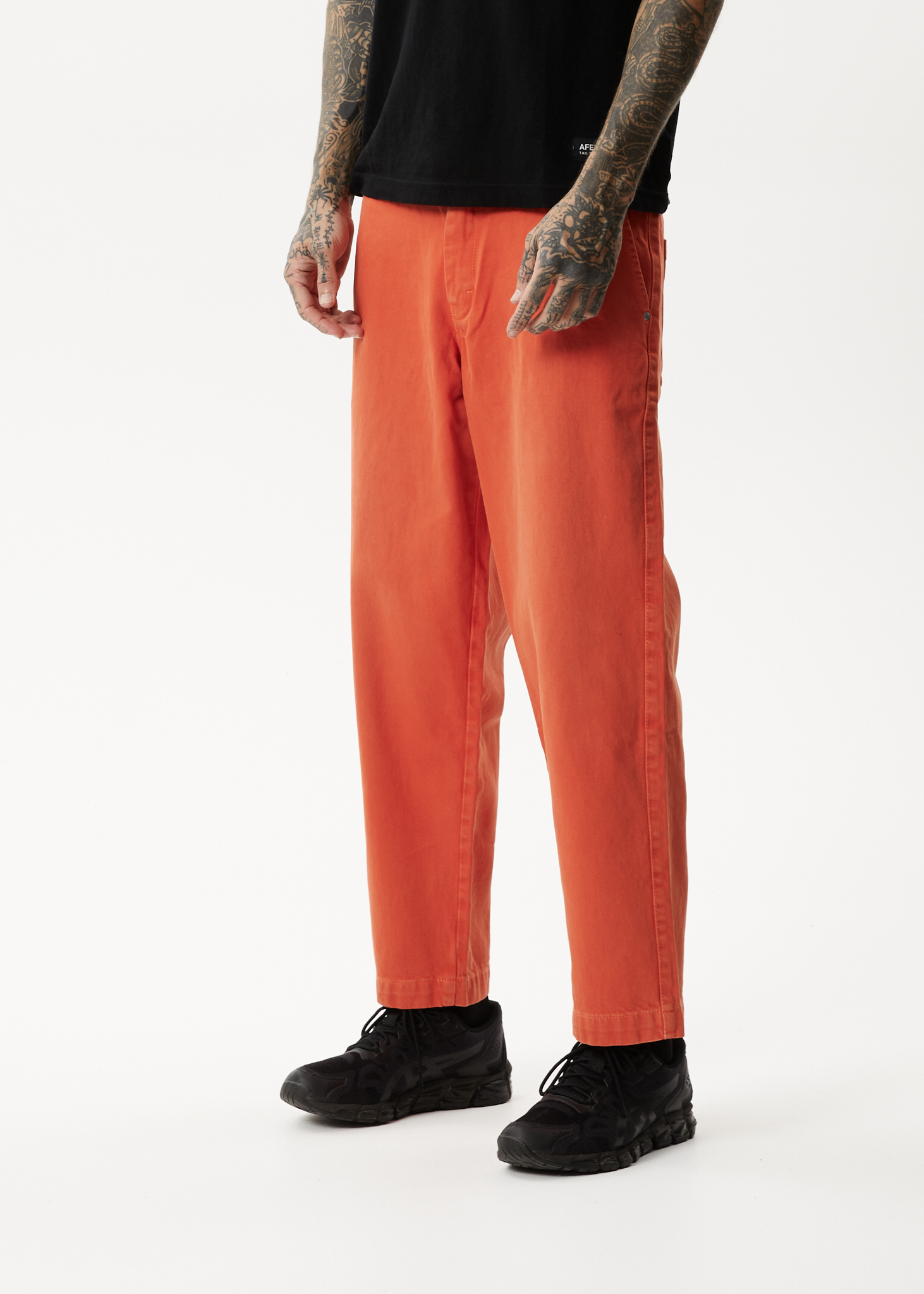 AFENDS Mens Louie - Denim Wide Leg Jean - Faded Orange