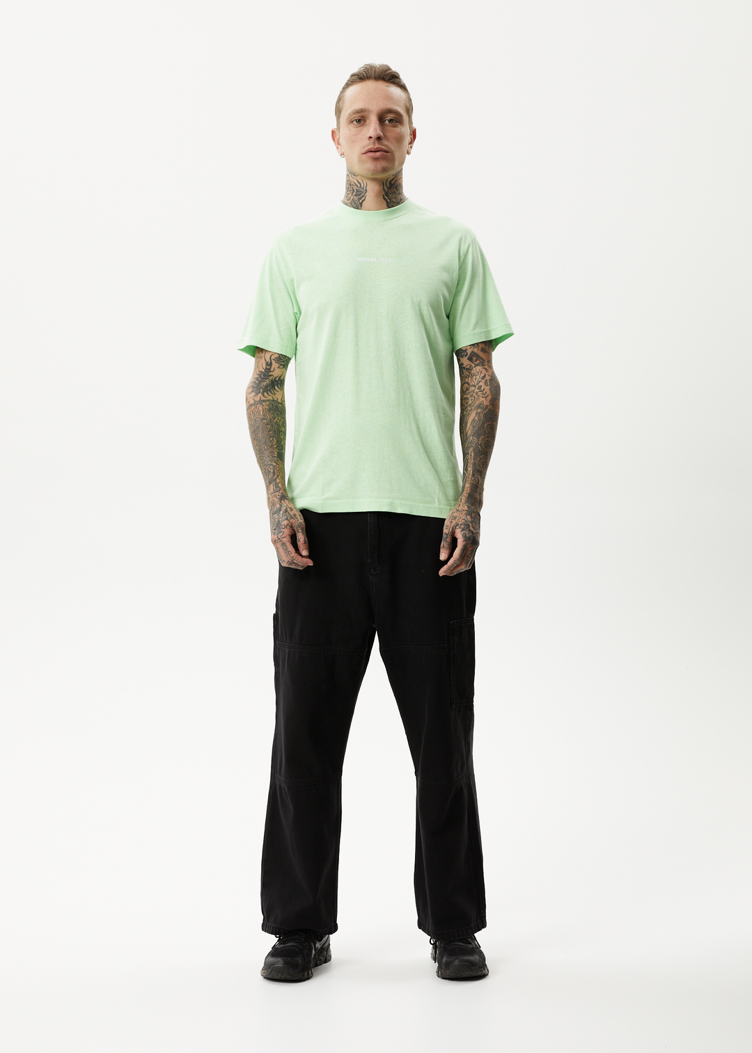 AFENDS Mens Horizon - Retro T-Shirt - Lime Green 