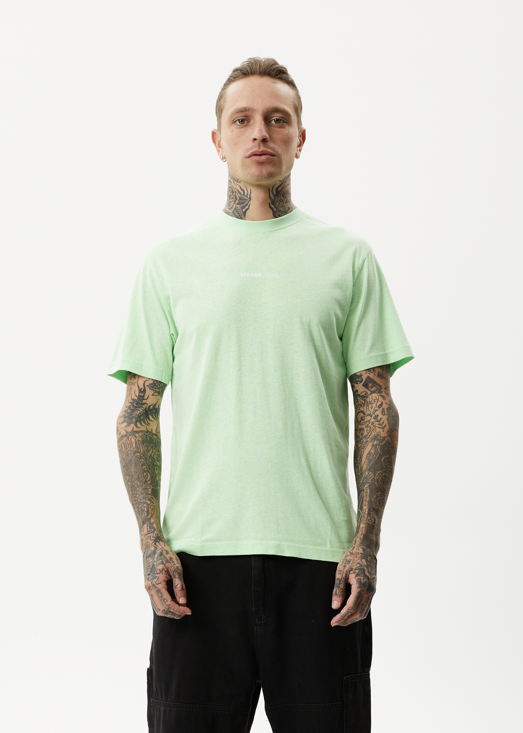 AFENDS Mens Horizon - Retro T-Shirt - Lime Green 