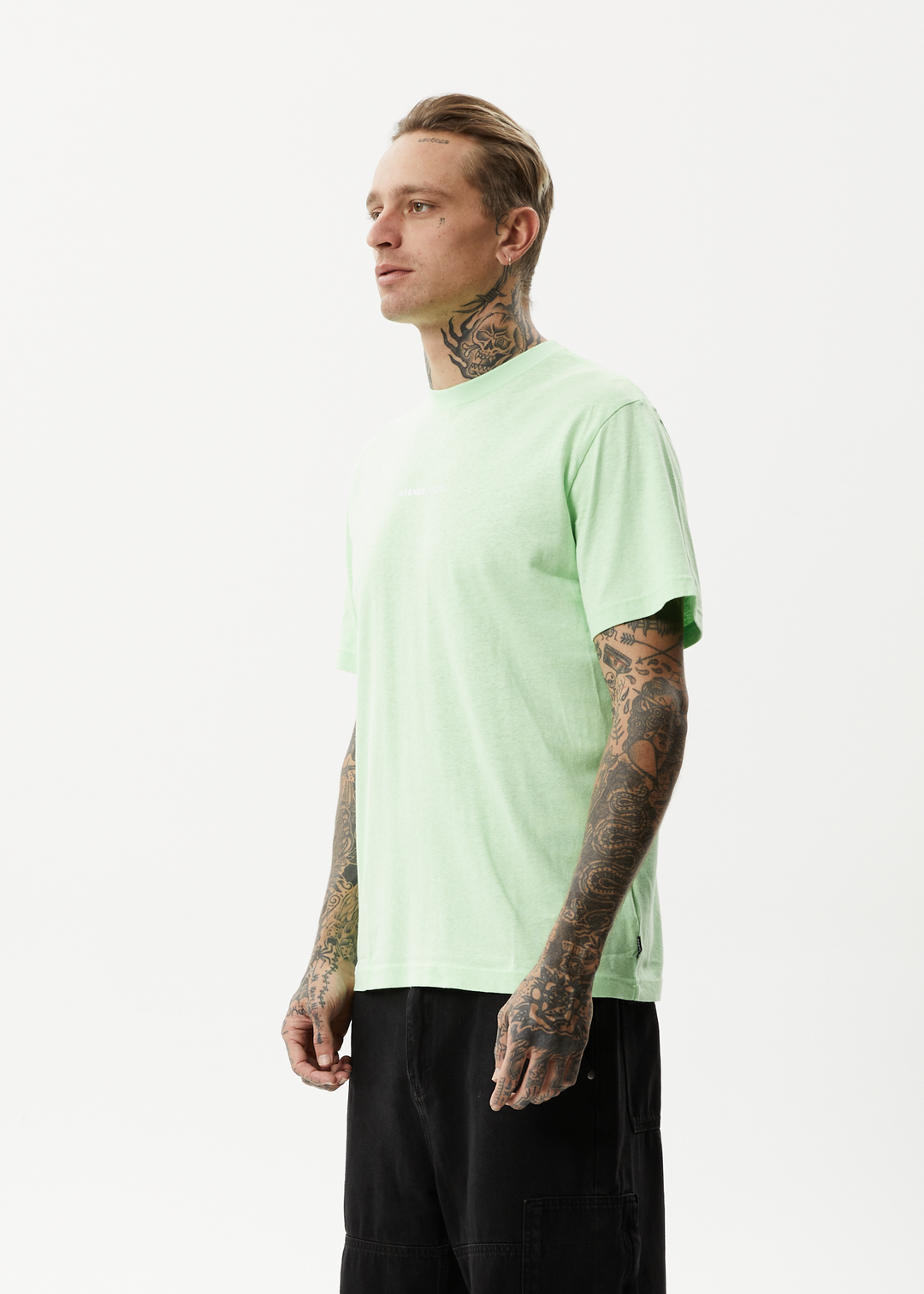 AFENDS Mens Horizon - Retro T-Shirt - Lime Green 