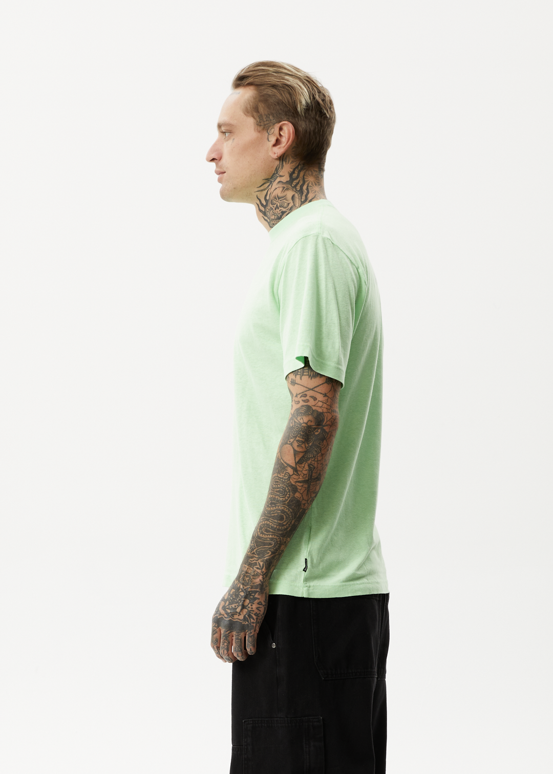 AFENDS Mens Horizon - Retro T-Shirt - Lime Green 