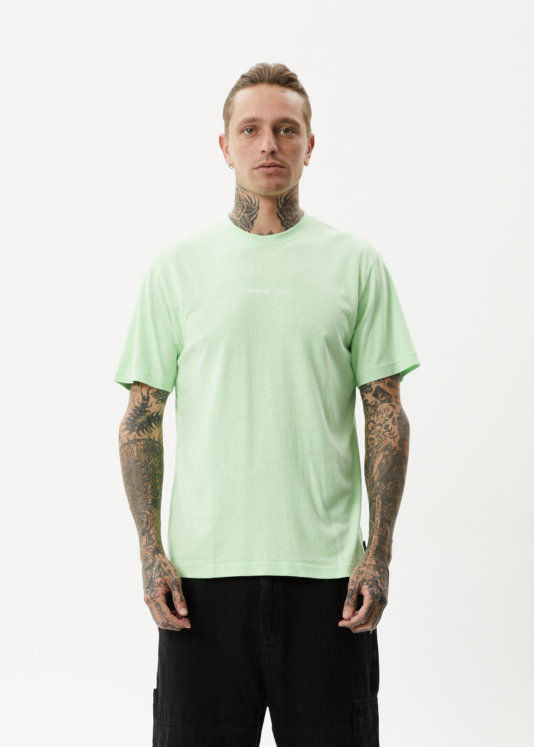 AFENDS Mens Horizon - Retro T-Shirt - Lime Green 