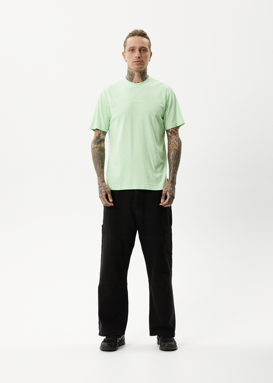 AFENDS Mens Horizon - Retro T-Shirt - Lime Green 