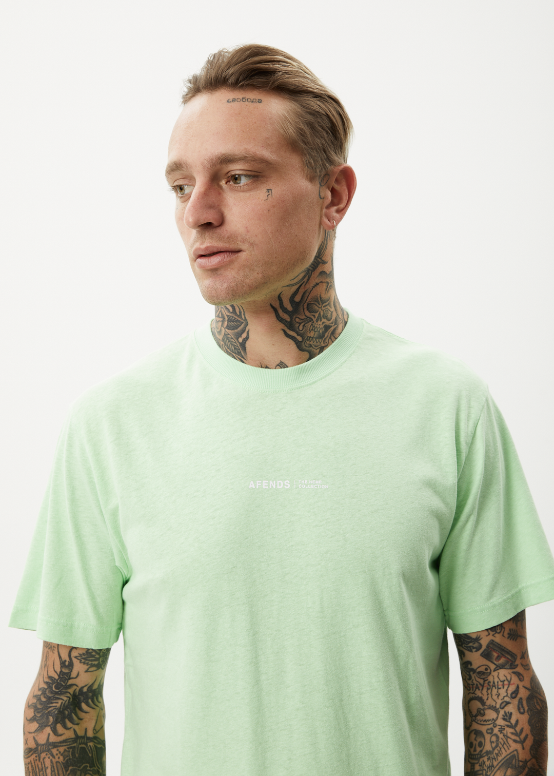 AFENDS Mens Horizon - Retro T-Shirt - Lime Green 