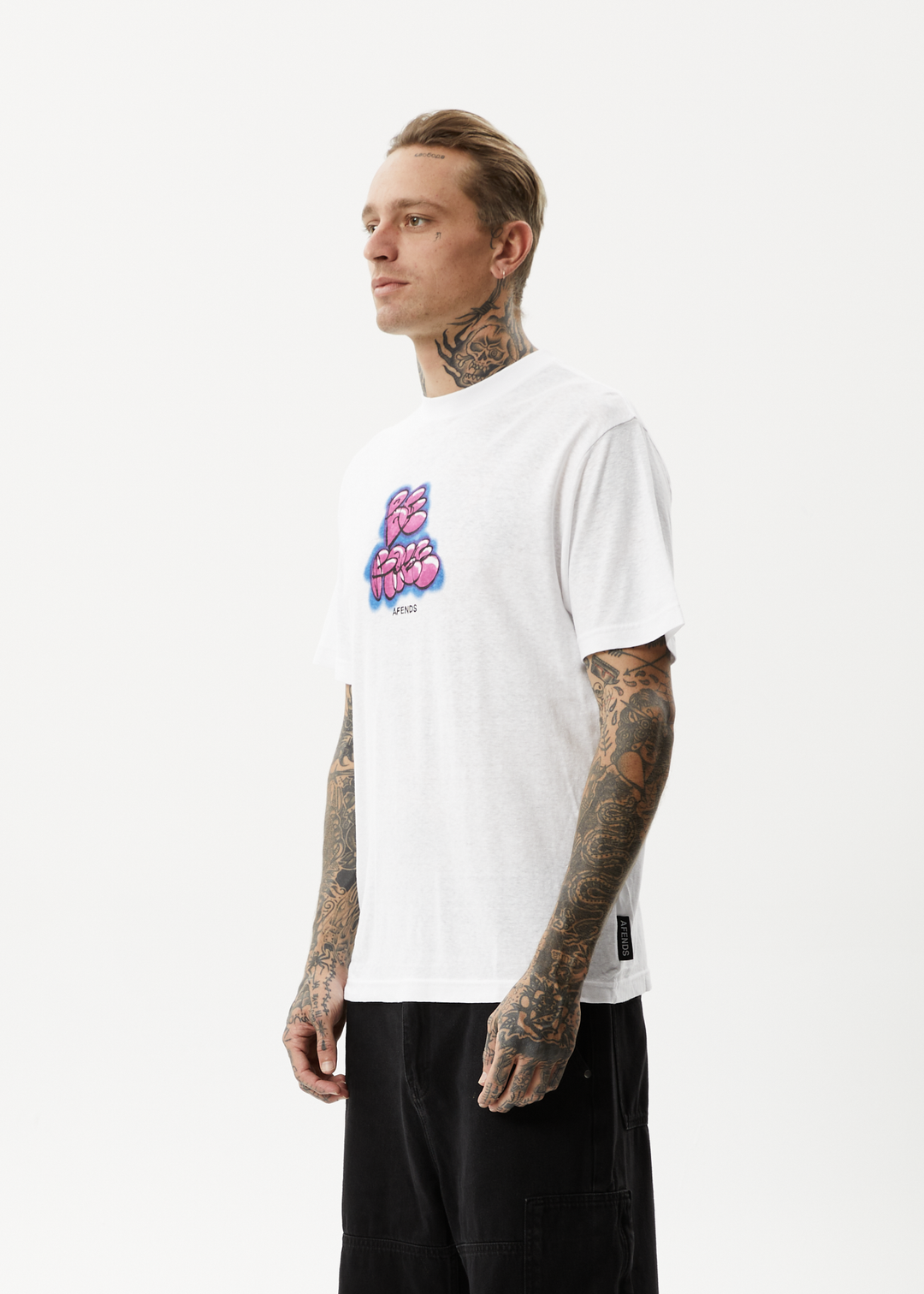 AFENDS Mens Planetary - Retro Graphic T-Shirt - White 