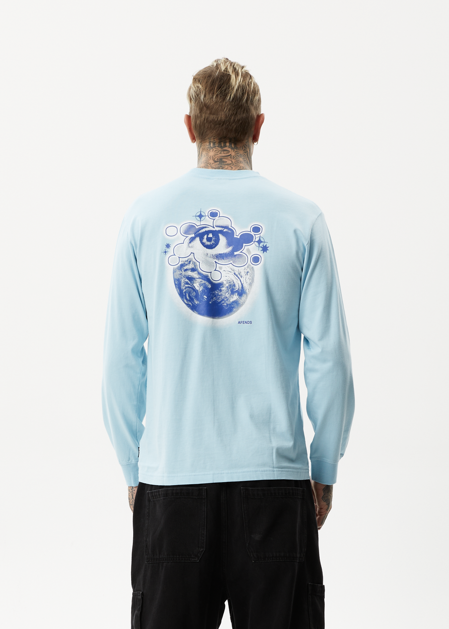 AFENDS Mens Spiral - Long Sleeve Graphic T-Shirt - Sky Blue - Afends AU.