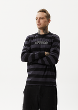 Afends Mens Sideline - Recycled Long Sleeve Striped T-Shirt - Black - Afends mens sideline   recycled long sleeve striped t shirt   black 