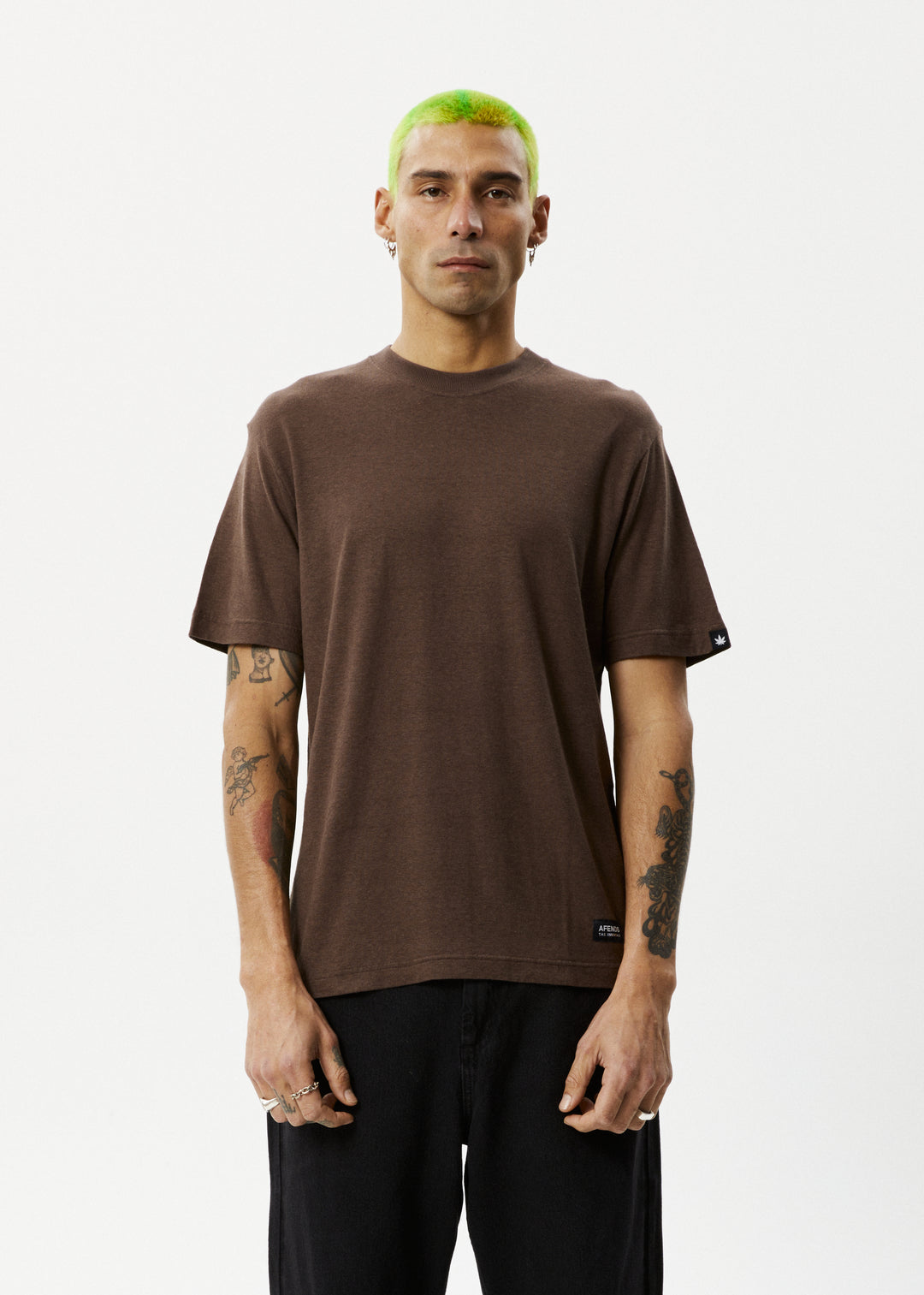 AFENDS Mens Classic - Retro Fit Tee - Coffee 