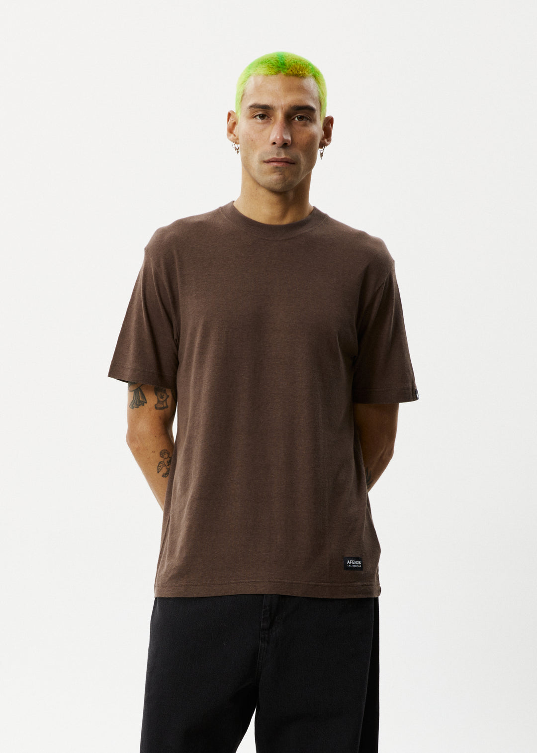 AFENDS Mens Classic - Retro Fit Tee - Coffee 