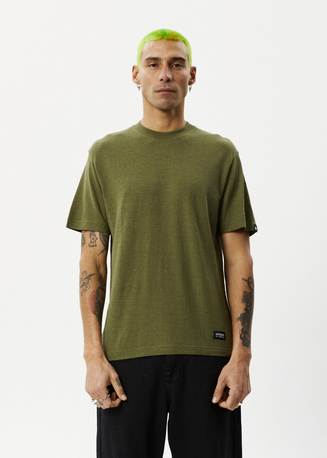 AFENDS Mens Classic - Retro Fit Tee - Military 