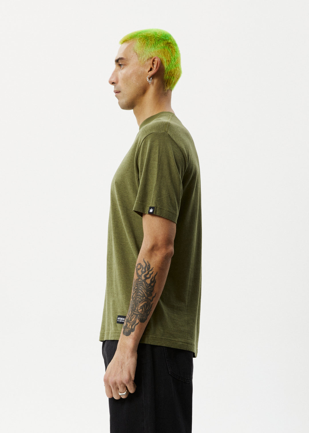 AFENDS Mens Classic - Retro Fit Tee - Military 