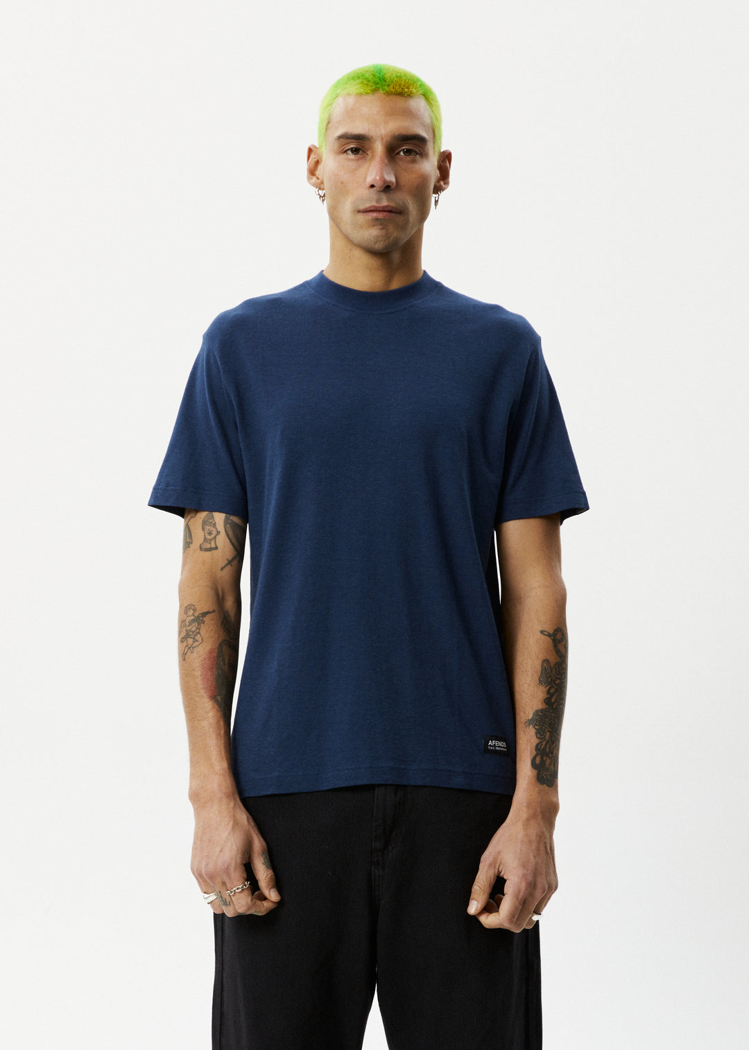 AFENDS Mens Classic - Retro Fit Tee - Navy 