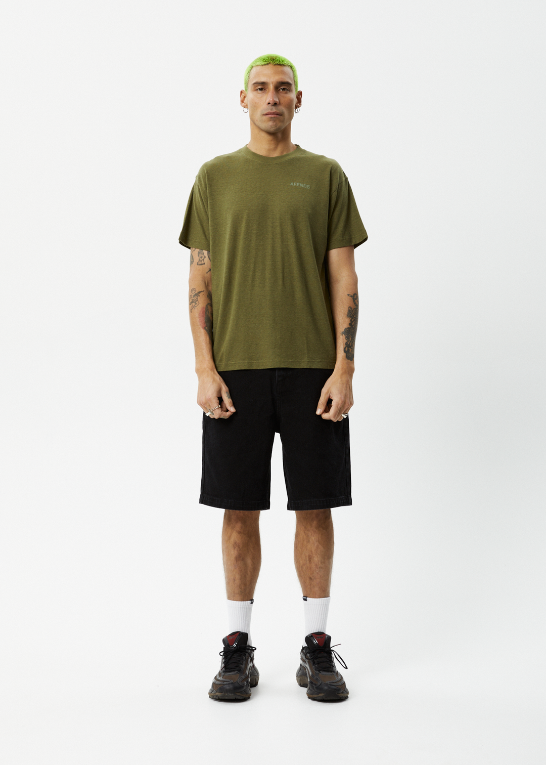 AFENDS Staple - Boxy Fit Tee - Military 