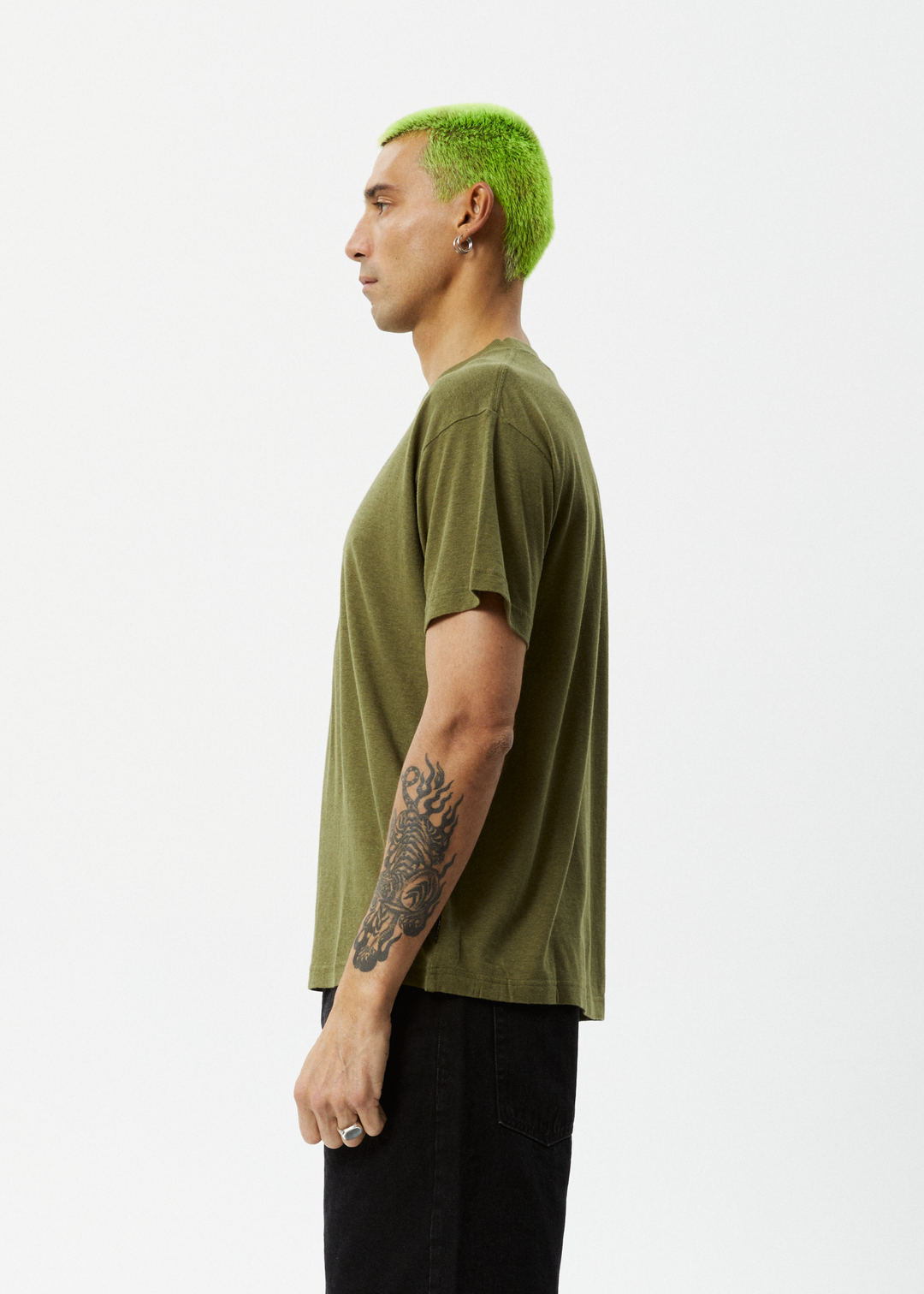 AFENDS Staple - Boxy Fit Tee - Military 