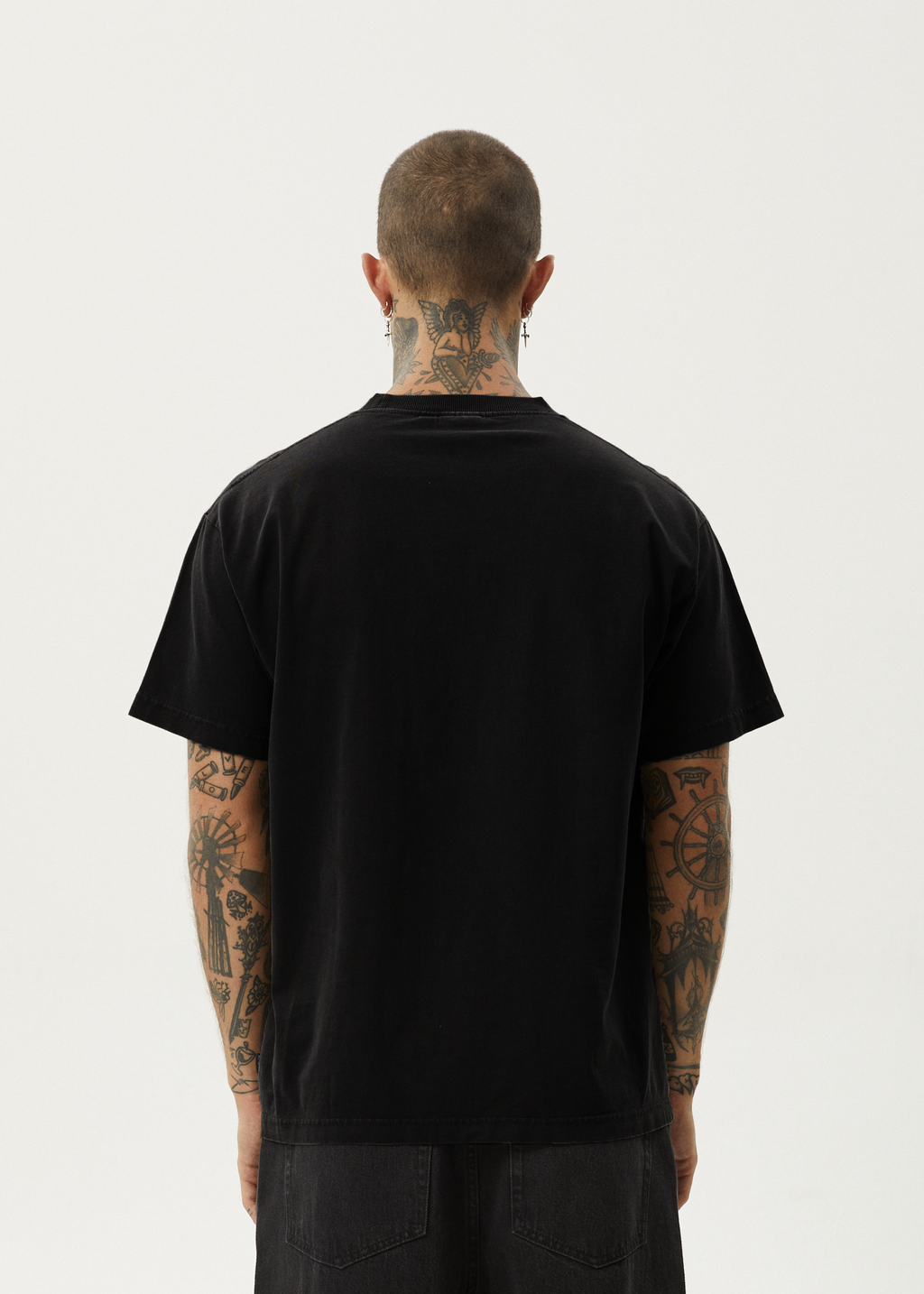 AFENDS Mens Genesis - Heavyweight Boxy Tee - Black