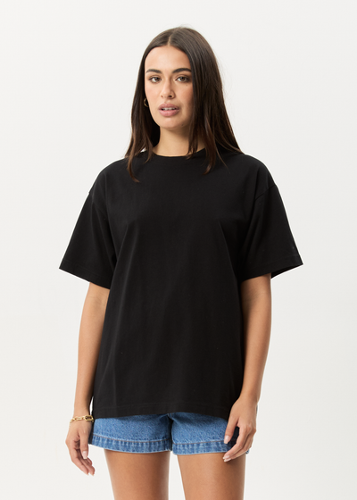 AFENDS Mens Genesis - Heavyweight Boxy Tee - Black