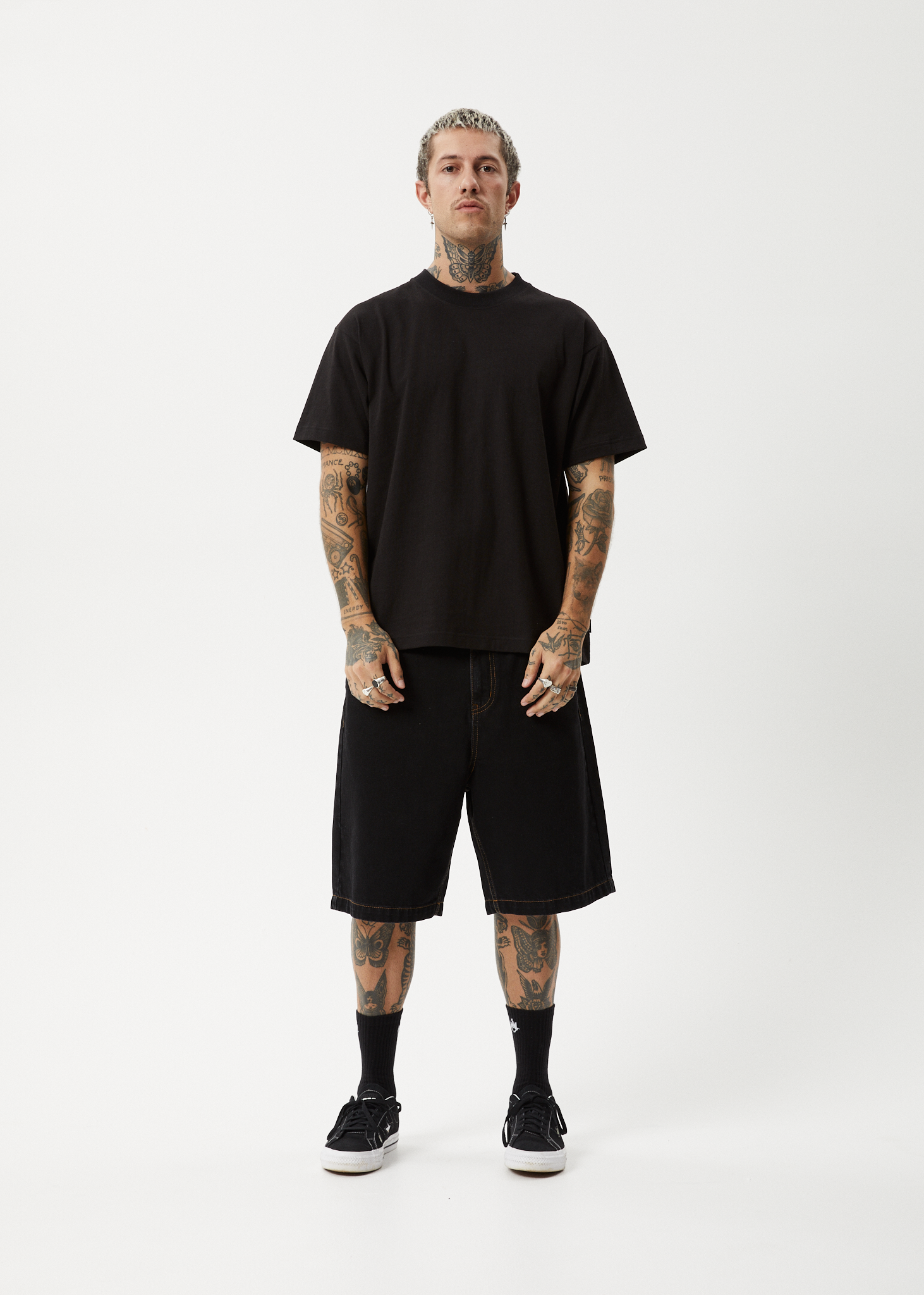 AFENDS Mens Genesis - Heavyweight Boxy Tee - Black