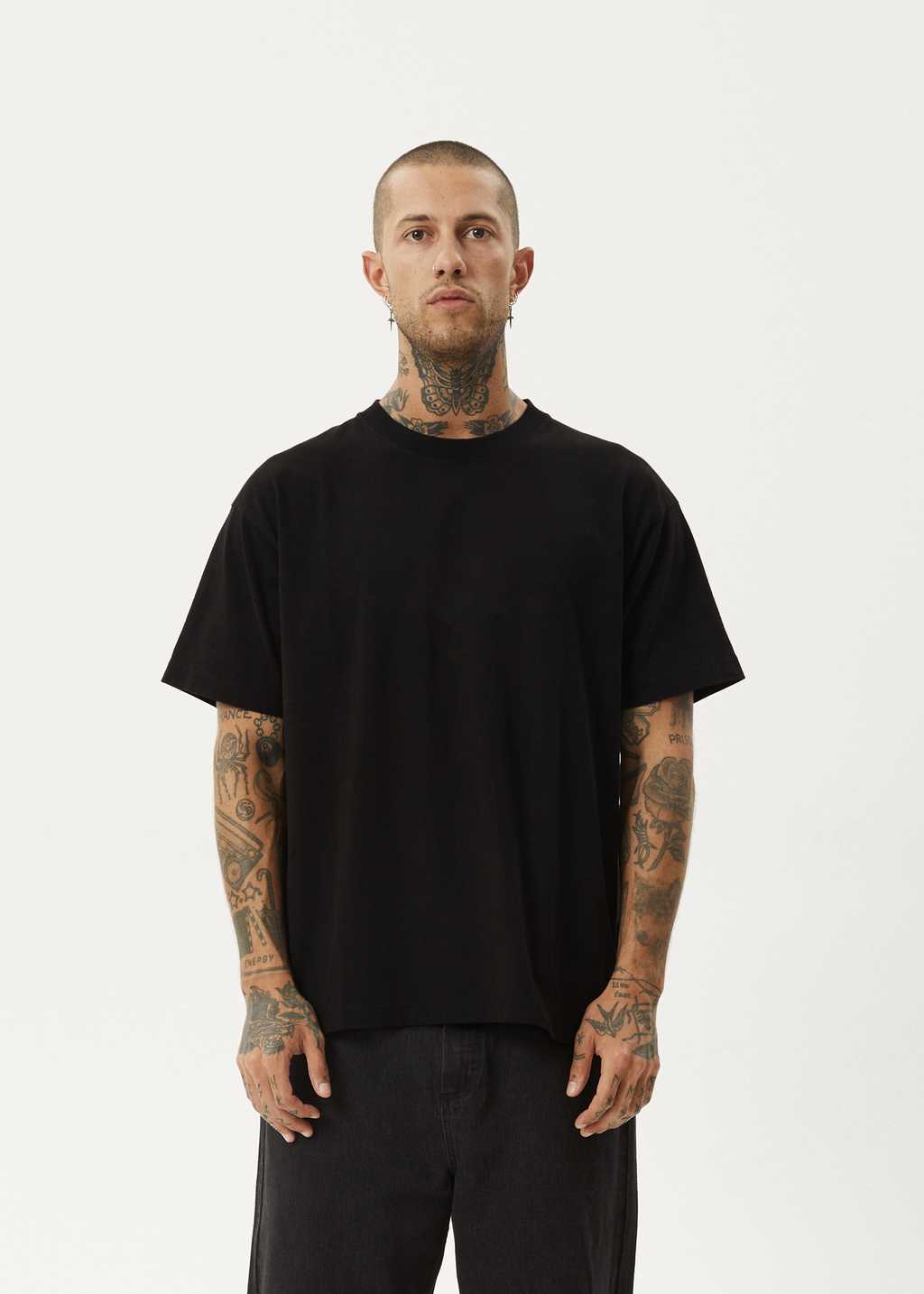 AFENDS Mens Genesis - Heavyweight Boxy Tee - Black