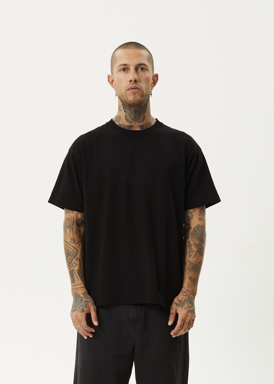 AFENDS Mens Genesis - Heavy Boxy Tee - Black 