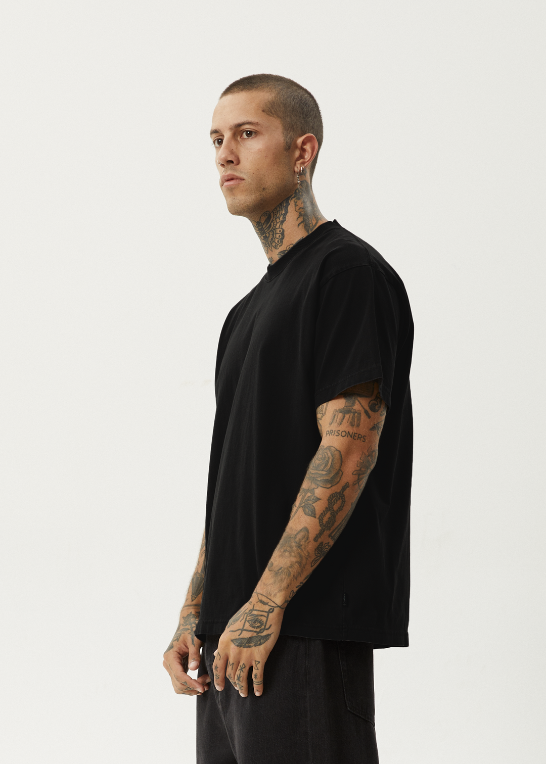 AFENDS Mens Genesis - Heavy Boxy Tee - Black 