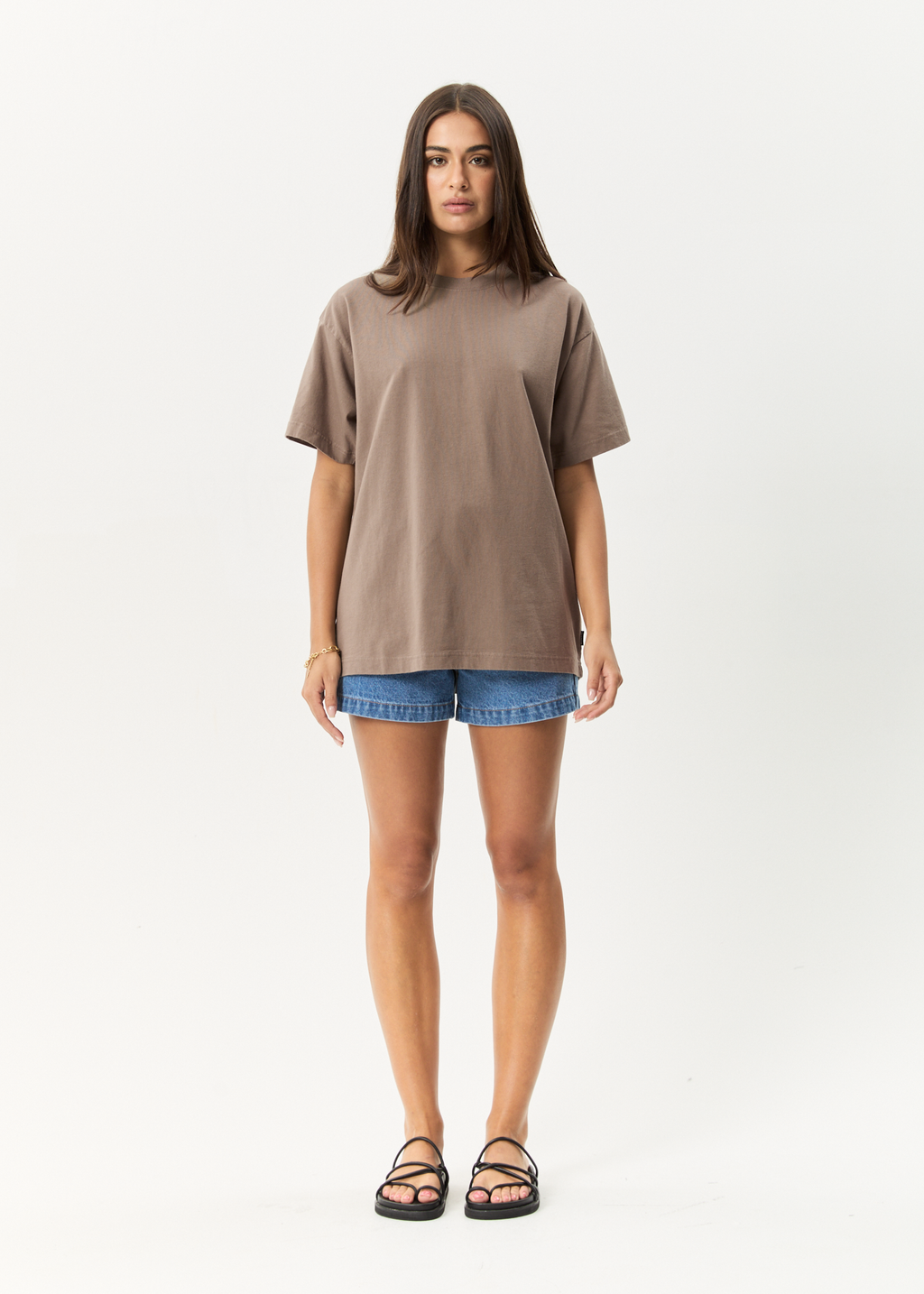 AFENDS Mens Genesis - Heavyweight Boxy Tee - Fossil