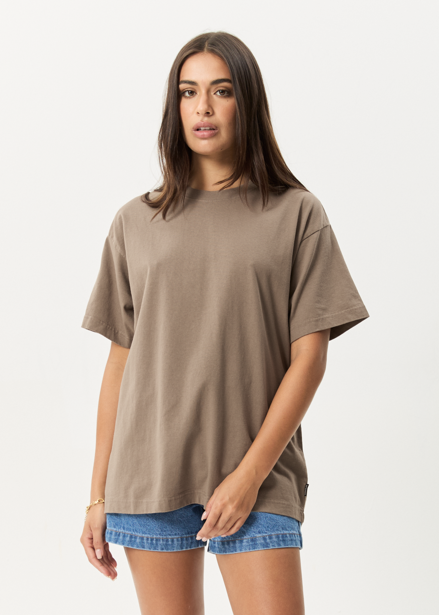 AFENDS Mens Genesis - Heavyweight Boxy Tee - Fossil