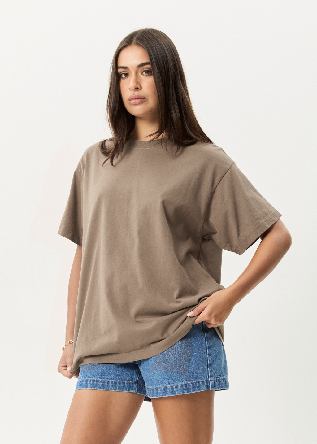 AFENDS Mens Genesis - Heavyweight Boxy Tee - Fossil