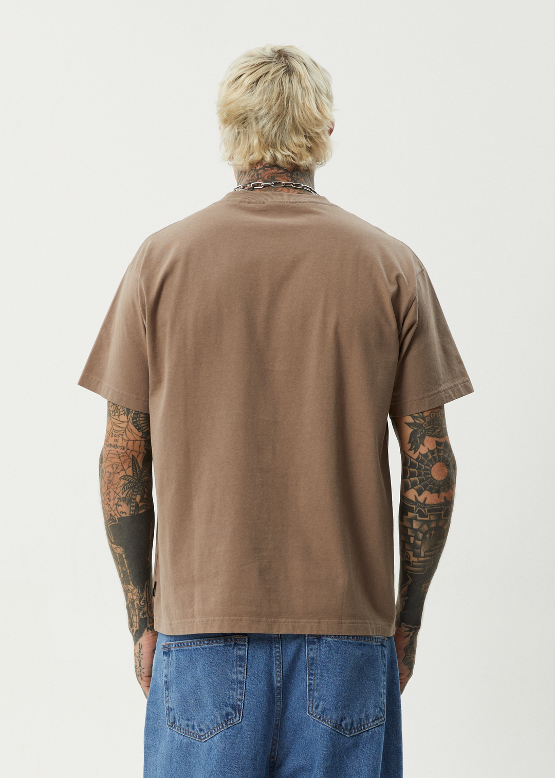 AFENDS Mens Genesis - Heavy Weight Boxy Fit Tee - Fossil