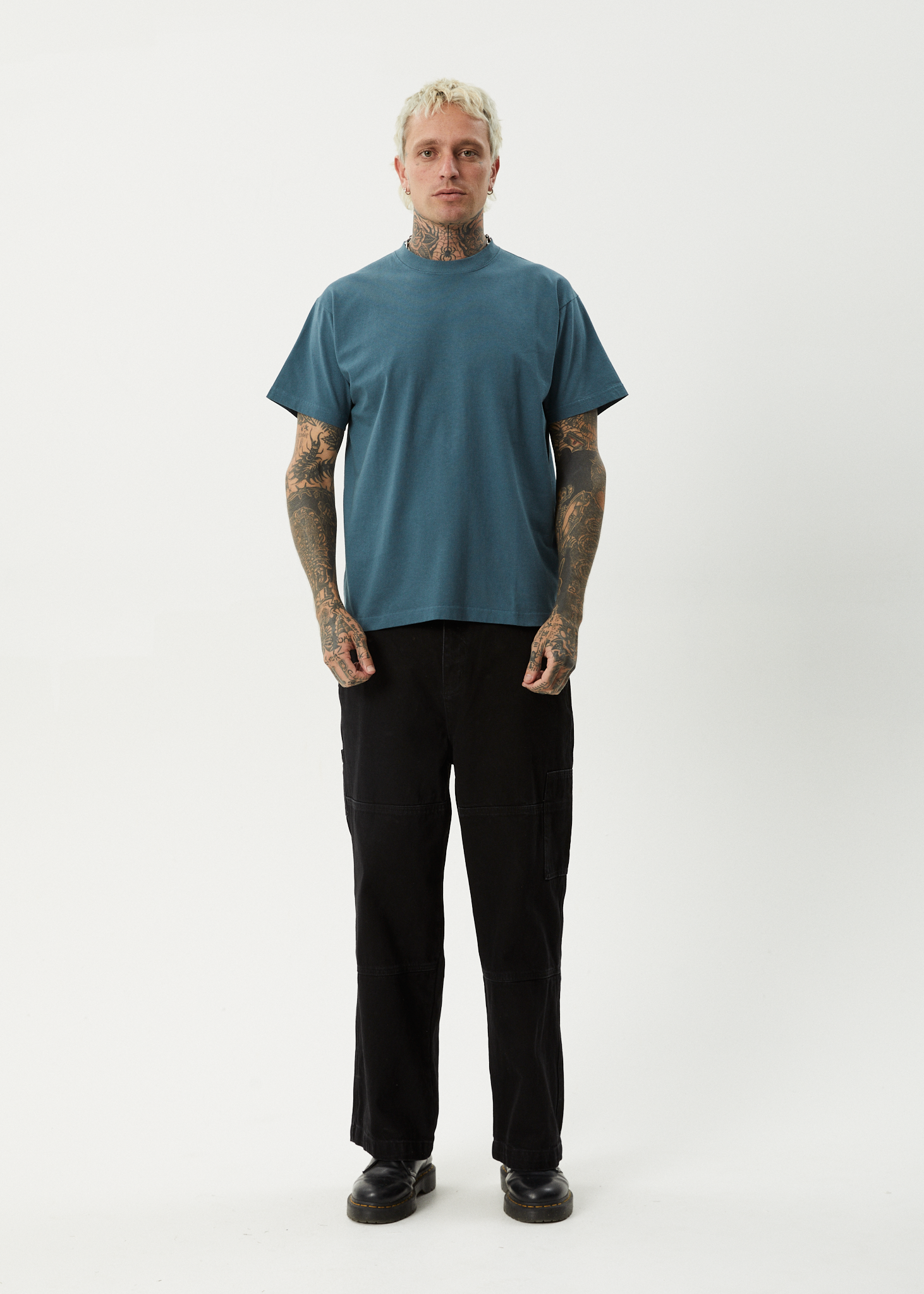 AFENDS Mens Genesis - Heavyweight Boxy Tee - Fuel