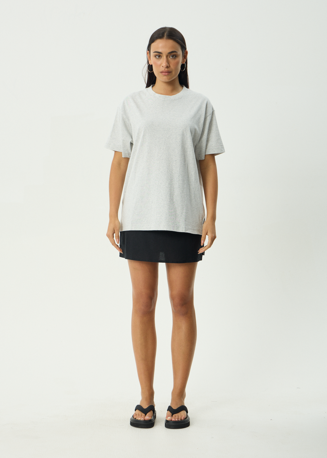 AFENDS Mens Genesis - Heavyweight Boxy Tee - Grey Marle