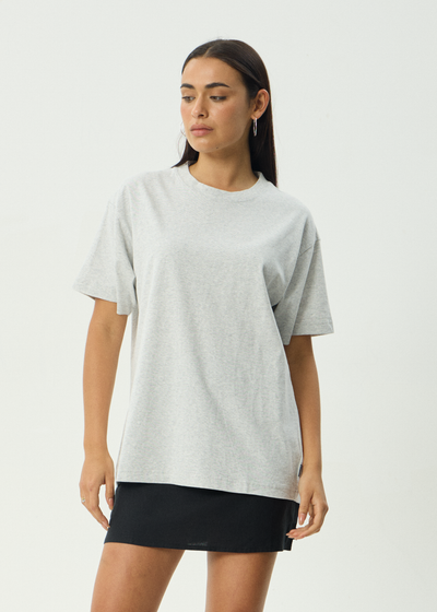 AFENDS Mens Genesis - Heavyweight Boxy Tee - Grey Marle