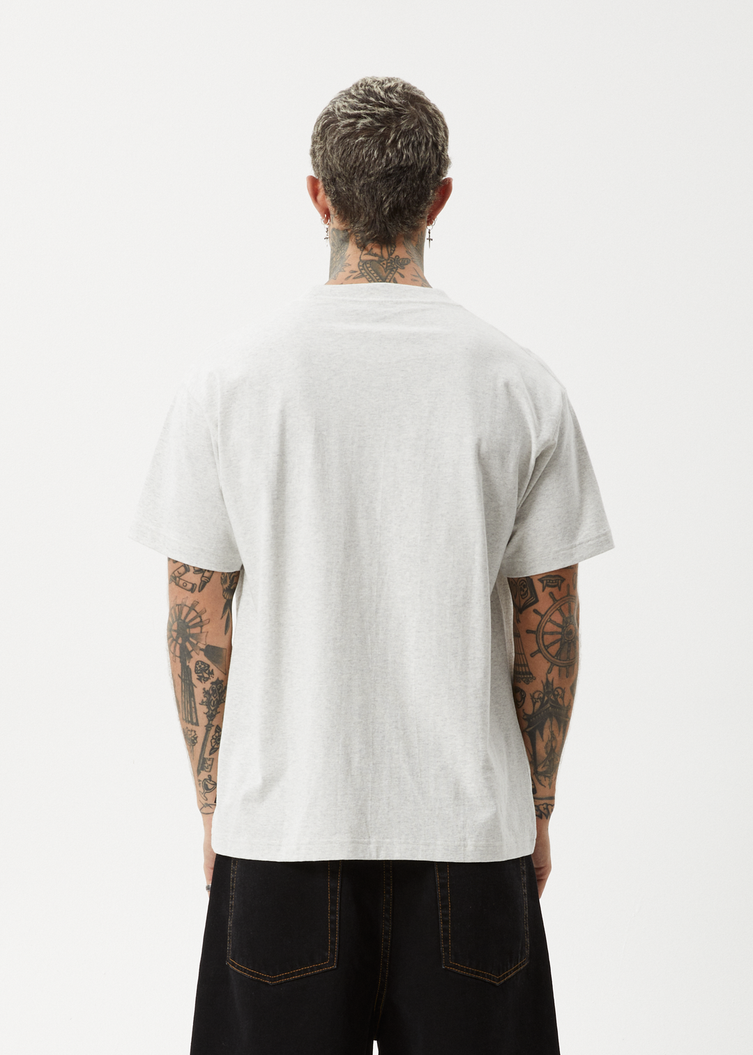 AFENDS Mens Genesis - Heavy Weight Boxy Fit Tee - Grey Marle 