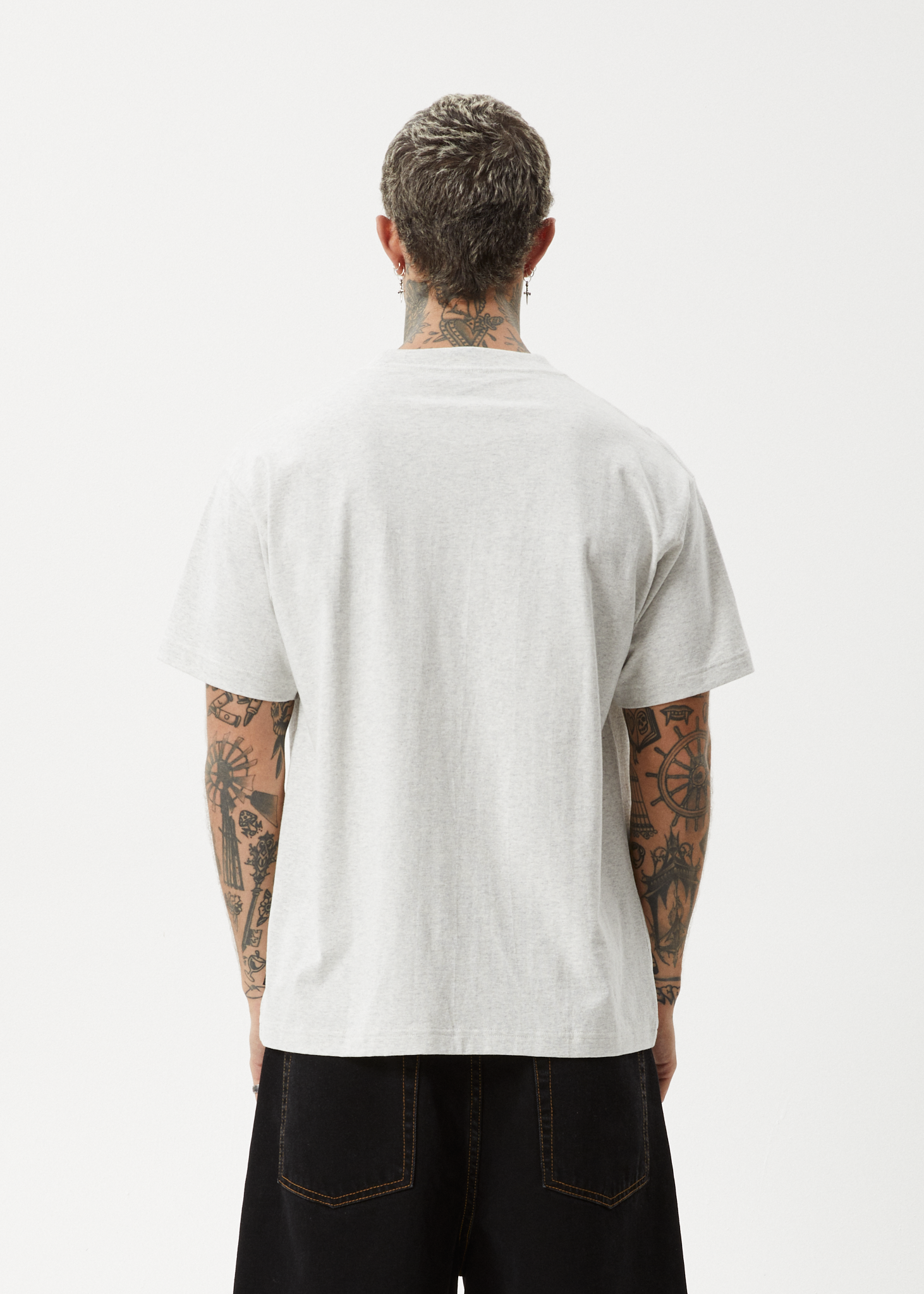 AFENDS Mens Genesis - Heavyweight Boxy Tee - Grey Marle