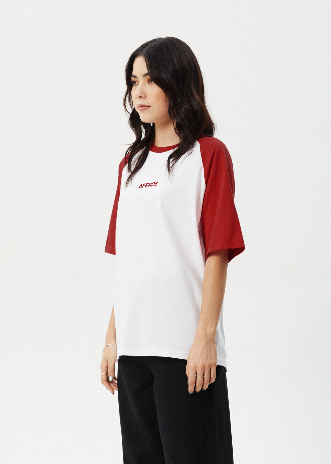 AFENDS Womens Ryan - Oversized Raglan Tee - Ketchup 