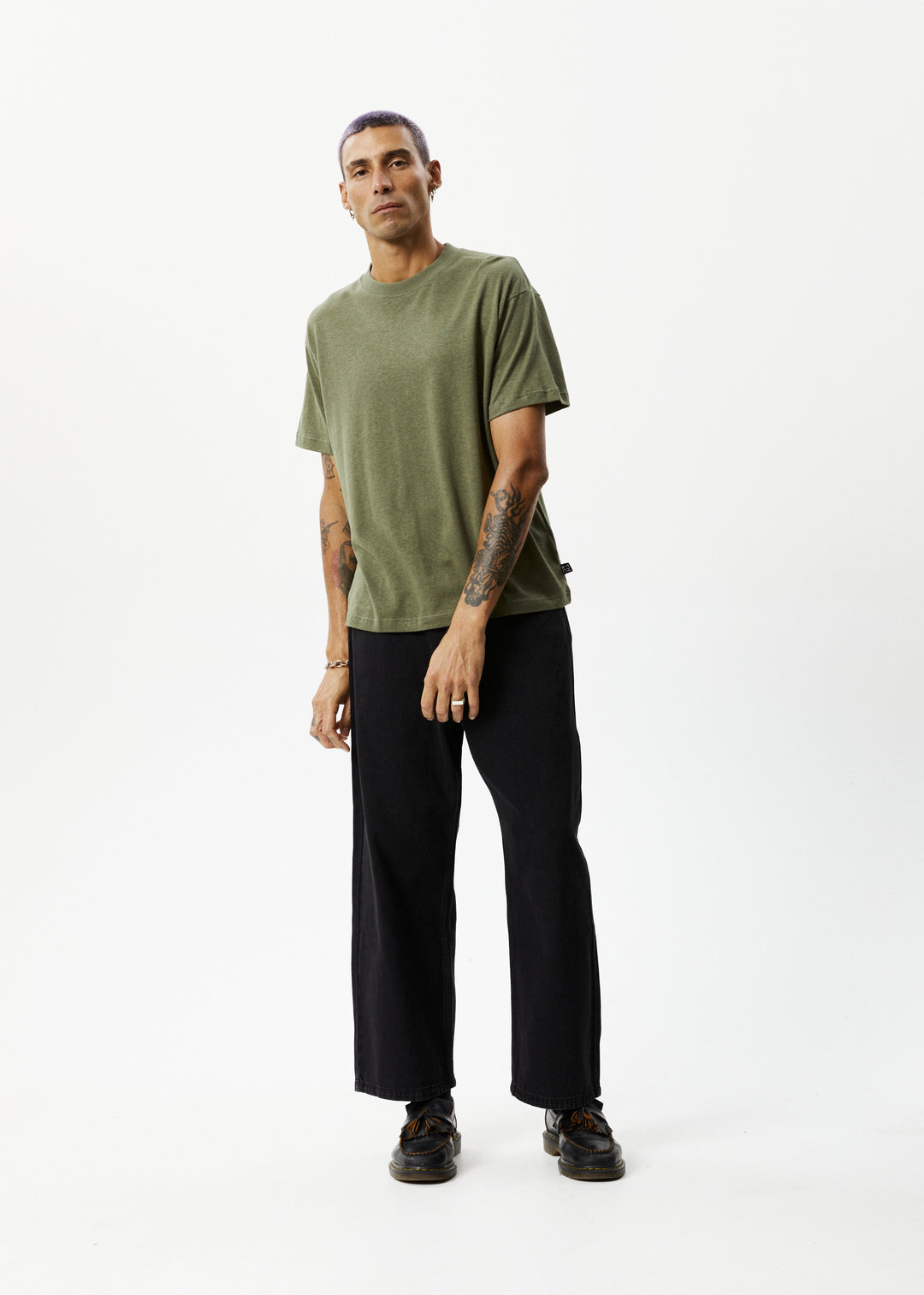 AFENDS Mens Genesis - Heavy Boxy Tee - Military 