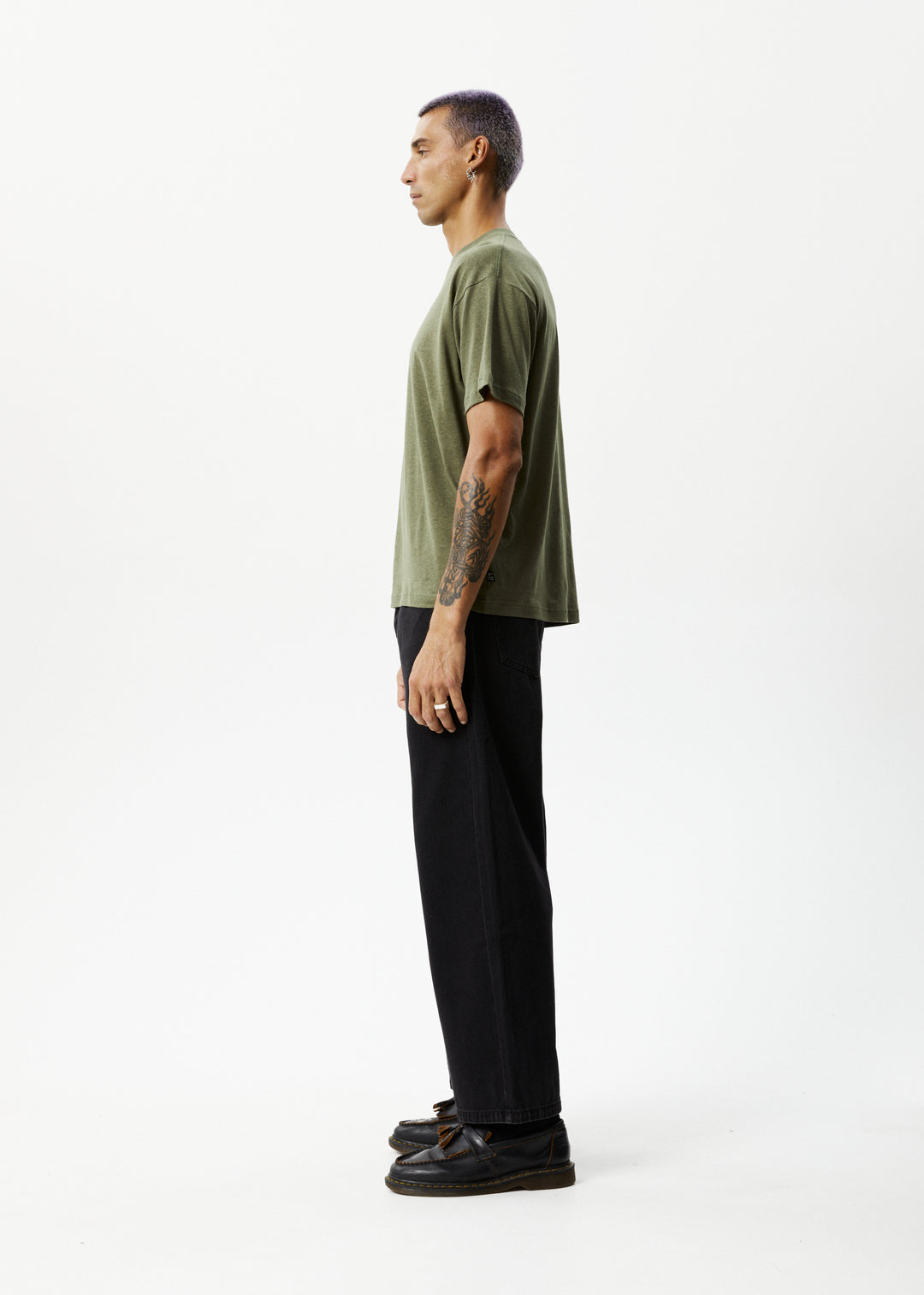 AFENDS Mens Genesis - Heavy Boxy Tee - Military 