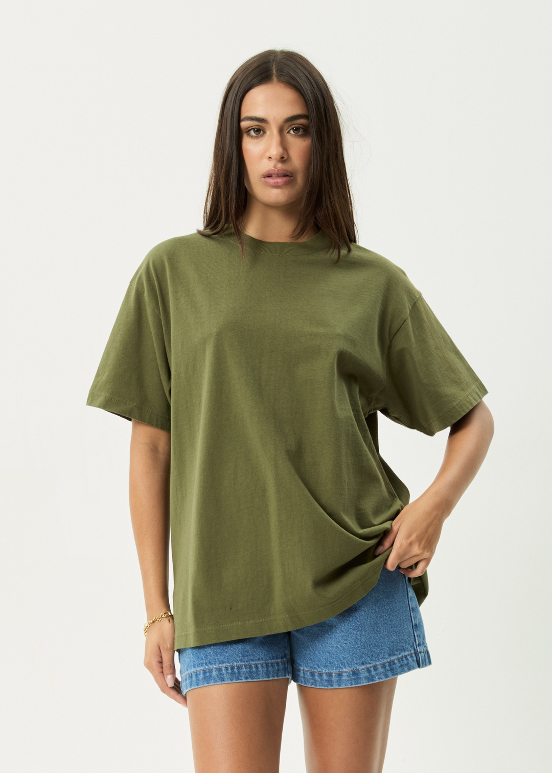 AFENDS Mens Genesis - Heavy Boxy Tee - Military