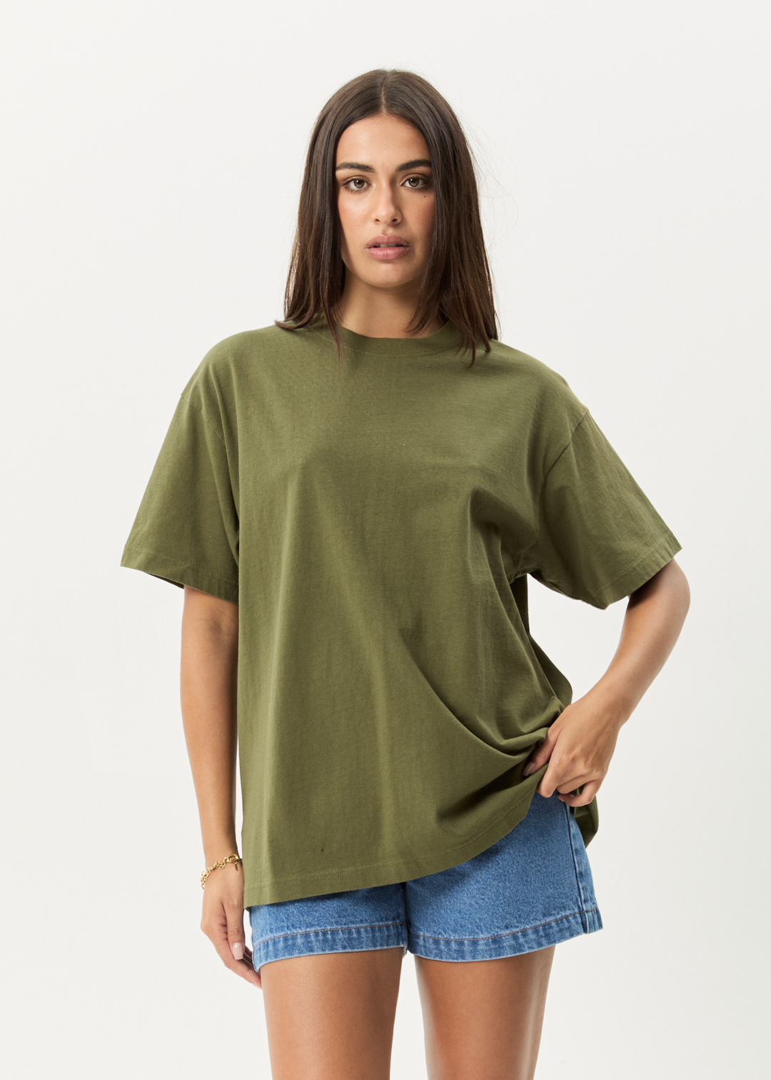 AFENDS Mens Genesis - Heavy Boxy Tee - Military