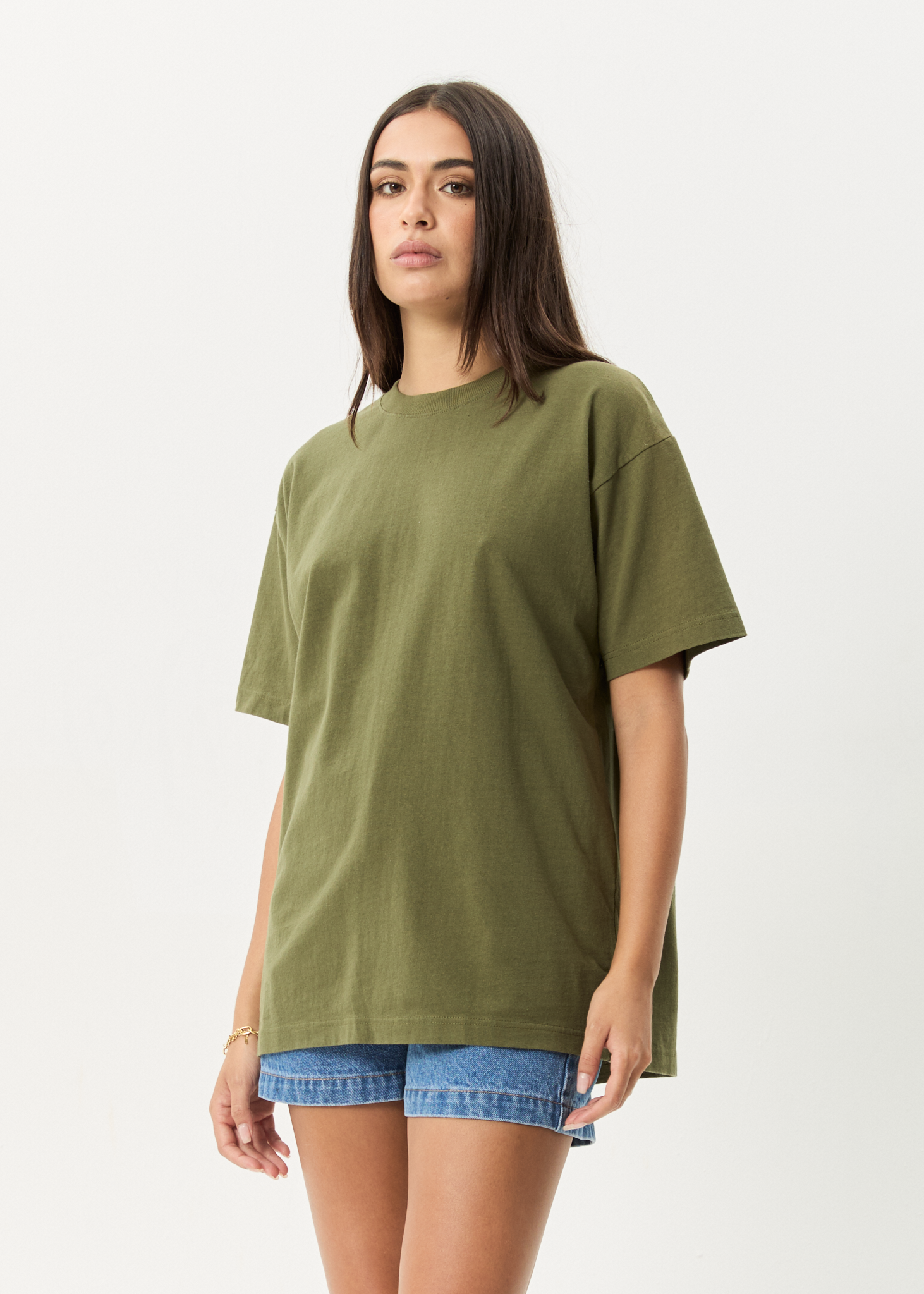 AFENDS Mens Genesis - Heavyweight Boxy Tee - Military